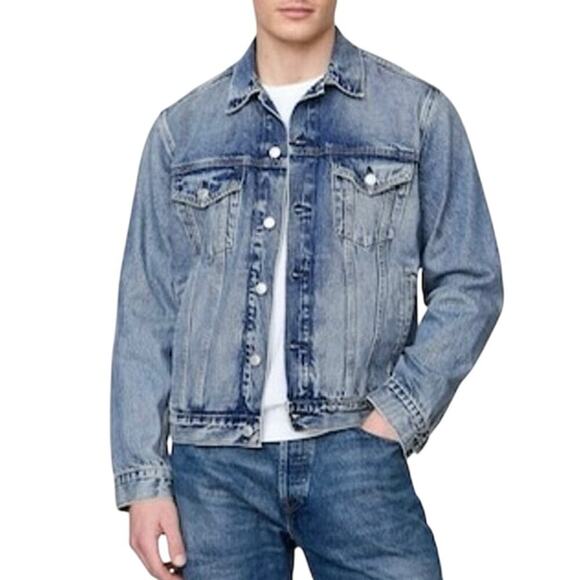 GAP Men's Medium Wash Classic Iconic Denim Jacket 100% Cotton Rivet Buttons Sz L - Picture 1 of 12